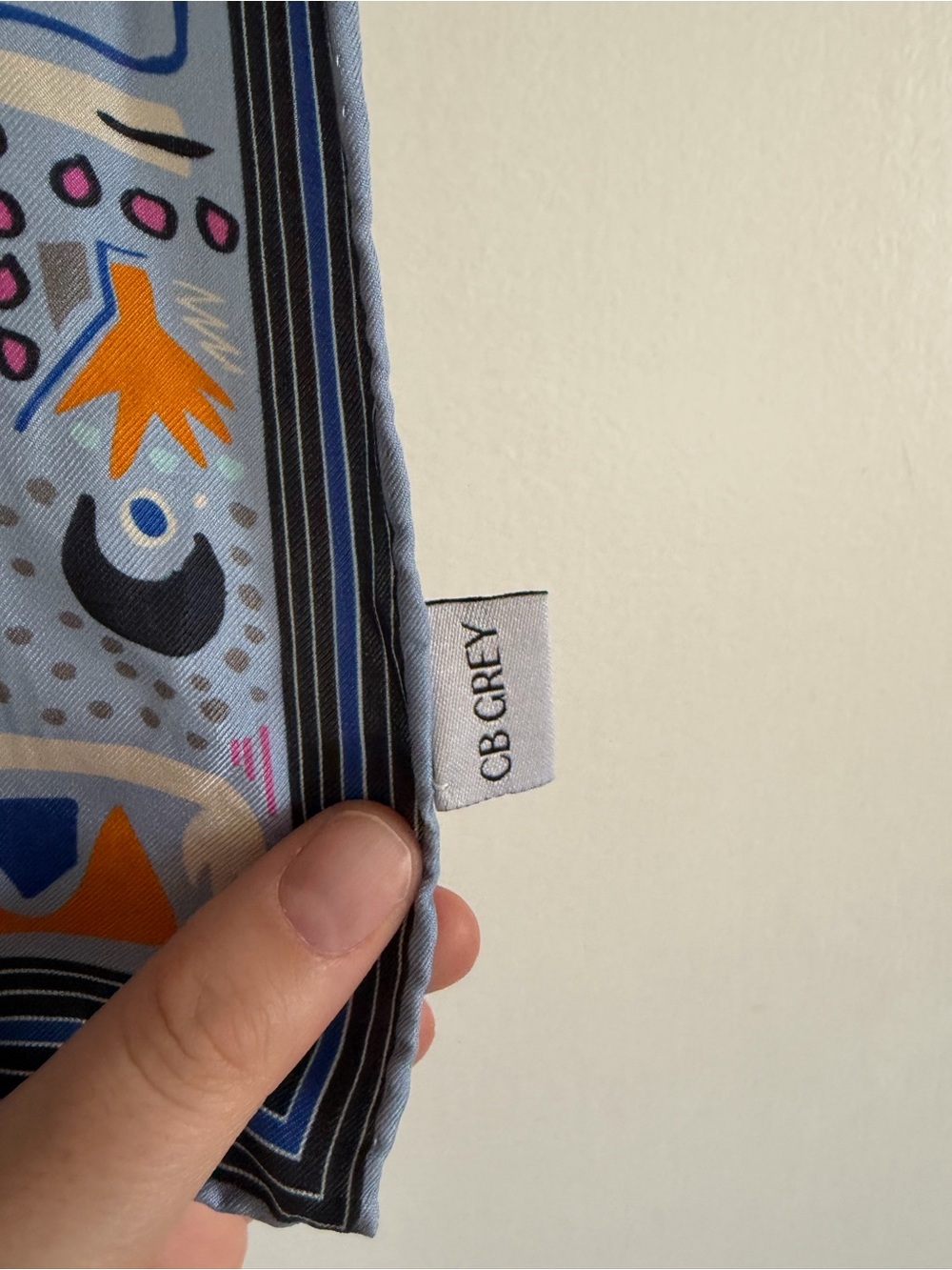CB GREY 100% Silk Fun Design ‘The Elise Midi’ Pocket Square Scarf - Picture 9 of 11